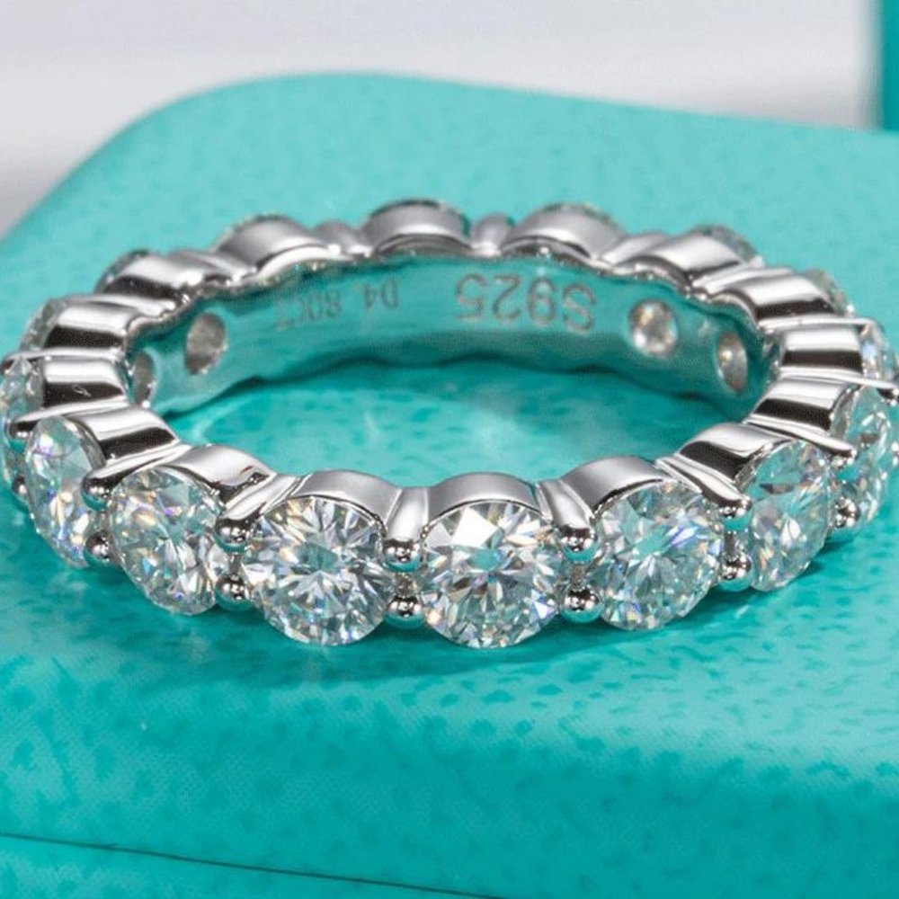 #Certified 4~5ct. t.w. Moissanite Diamond Full Eternity Band Ring NEW - Picture 8 of 16